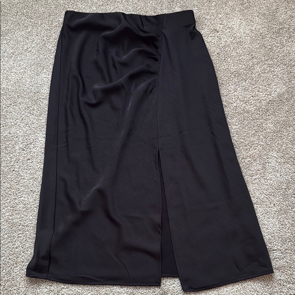 A New Day Black Midi Pencil Skirt with Slit